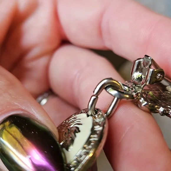 Versace Silver Black White Medusa Drop Clip Earrings Reversible